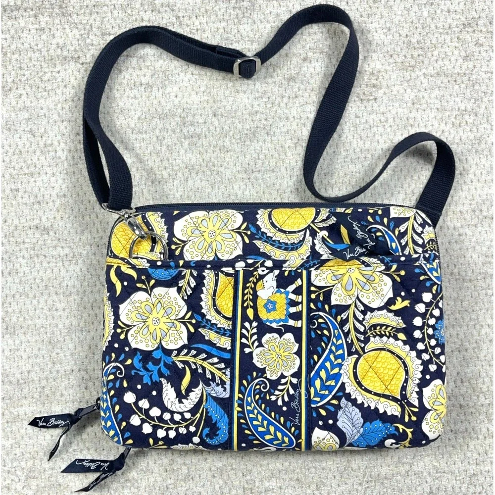 Vera‎ Bradley Ellie Blue Hard Shell Case Kindle iPad Tablet Crossbody w/ Strap